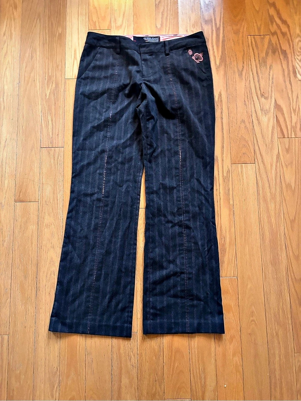 GUESS Jeans Striped Wide Leg Black Size 31